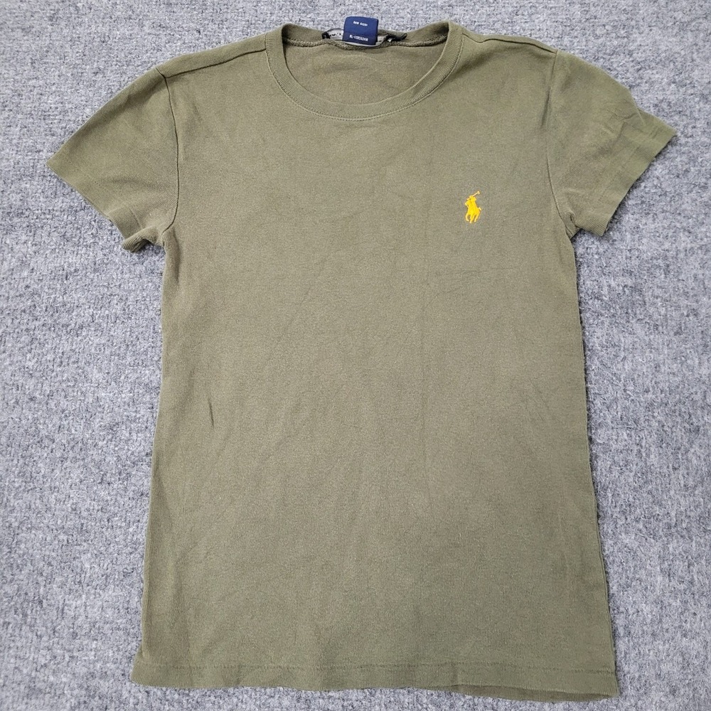 Ralph Lauren Sport T-Shirt Womens Size S Olive Green Cotton Slim Fit Pony Logo